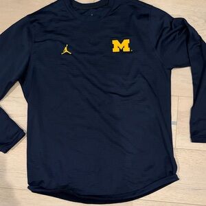 Jordan Men's Navy Long Sleeve Tee with Yellow Logo